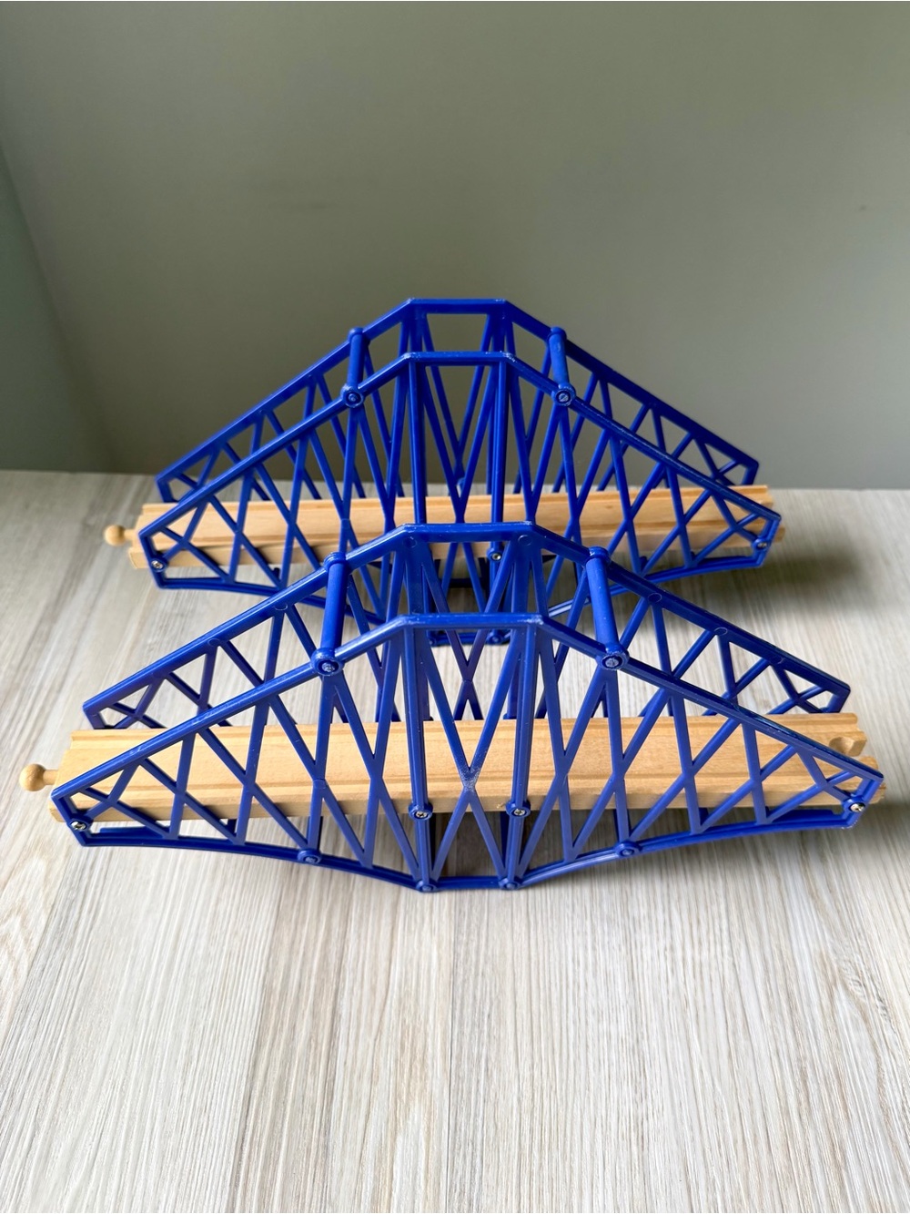 BRIO & Thomas Wooden Railway Bridges Railroad Track Blue 2Pc Set Vintage
